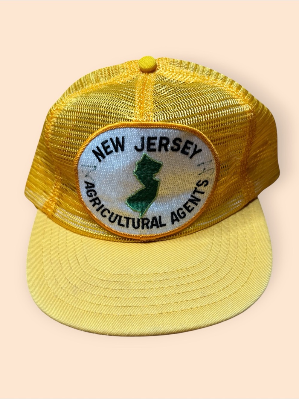 Vintage 1970s New Jersey Agricultural Agents SnapBack Trucker Hat Yellow Vtg 70s